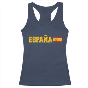 Espana Spain Vintage Sports Design Spanish Flag Racerback Tank Top TS11 Navy Print Your Wear
