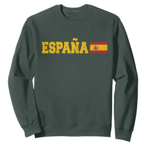 Espana Spain Vintage Sports Design Spanish Flag Sweatshirt TS11 Dark Forest Green Print Your Wear