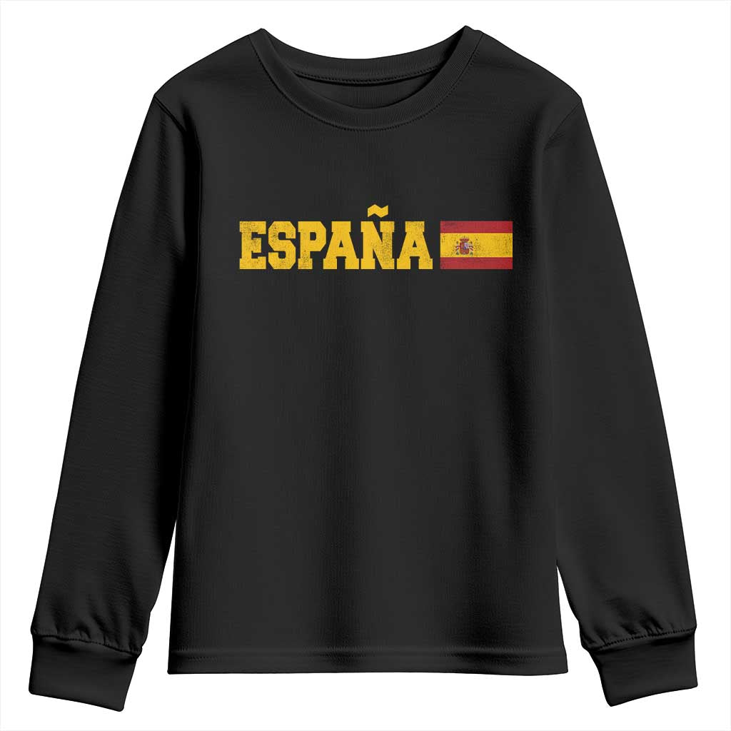 Espana Spain Vintage Sports Design Spanish Flag Youth Sweatshirt TS11 Black Print Your Wear