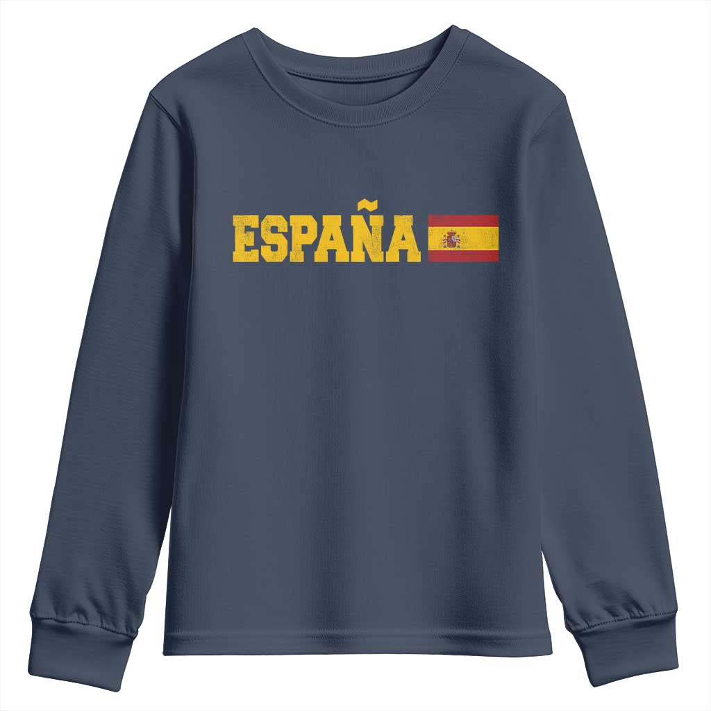 Espana Spain Vintage Sports Design Spanish Flag Youth Sweatshirt TS11 Navy Print Your Wear