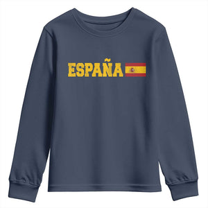 Espana Spain Vintage Sports Design Spanish Flag Youth Sweatshirt TS11 Navy Print Your Wear