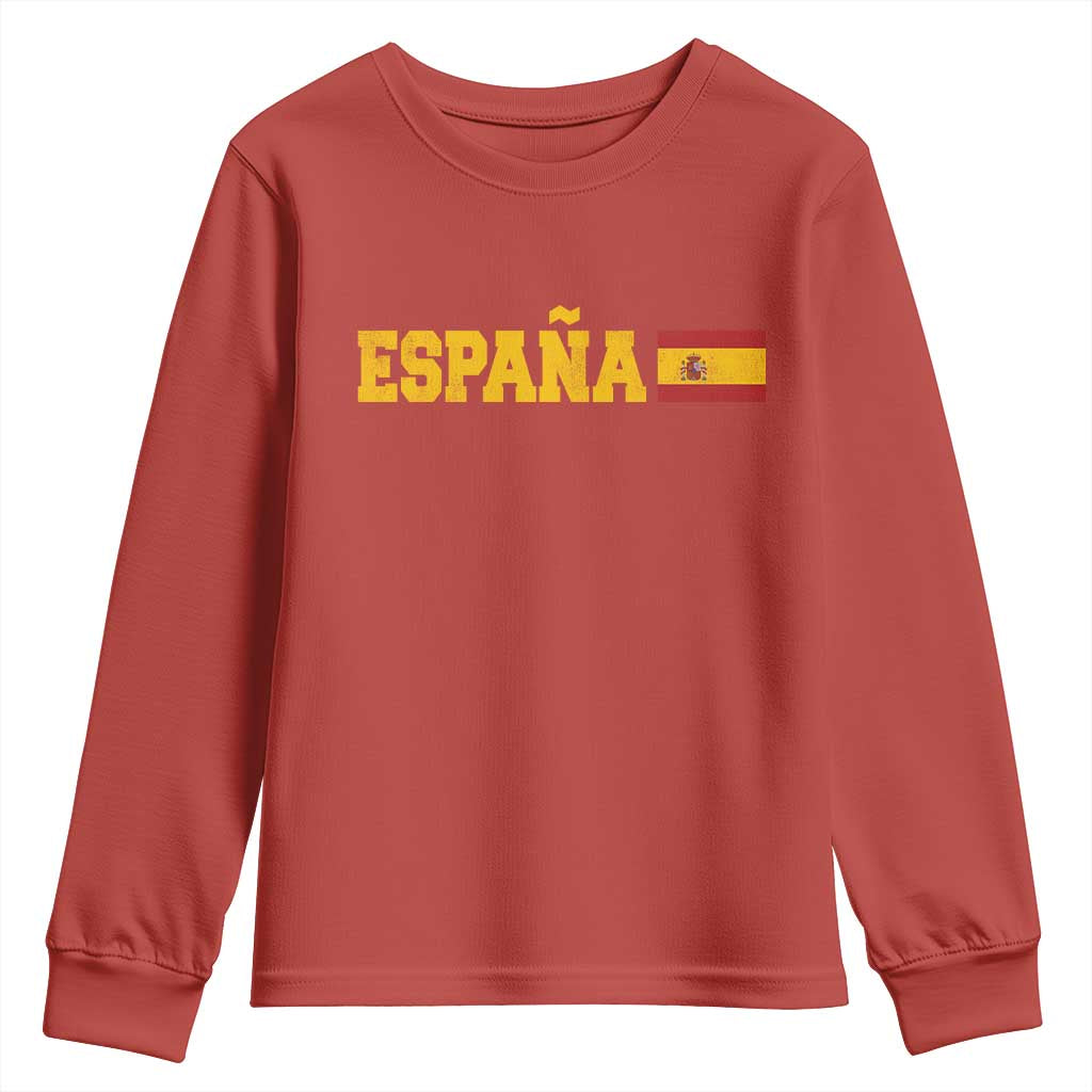 Espana Spain Vintage Sports Design Spanish Flag Youth Sweatshirt TS11 Red Print Your Wear