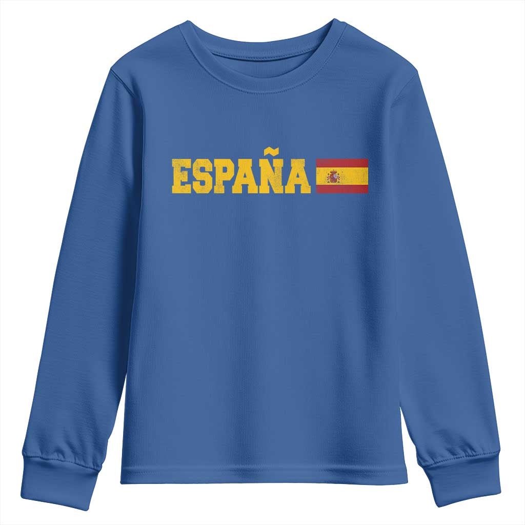 Espana Spain Vintage Sports Design Spanish Flag Youth Sweatshirt TS11 Royal Blue Print Your Wear