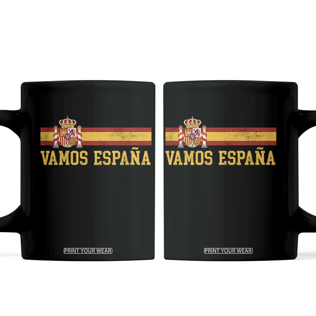 Vamos Espana Spainish Flag Vintage Spain Coat of Arms Coffee Mug TS11 Black Print Your Wear