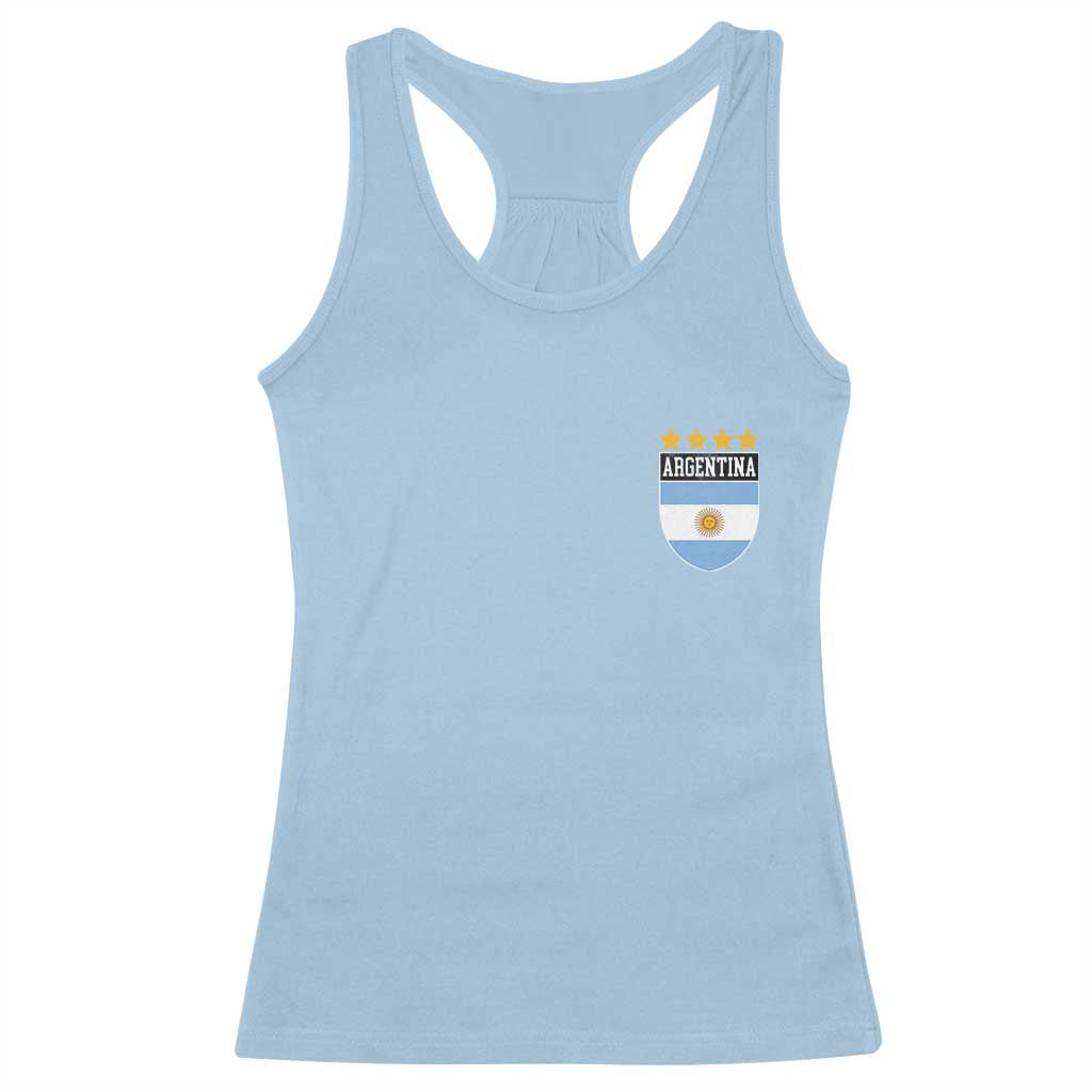 Argentina 4th Star Vintage Argentine Football Crest Racerback Tank Top TS11 Light Blue Print Your Wear