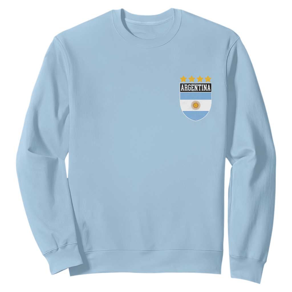 Argentina 4th Star Vintage Argentine Football Crest Sweatshirt TS11 Light Blue Print Your Wear