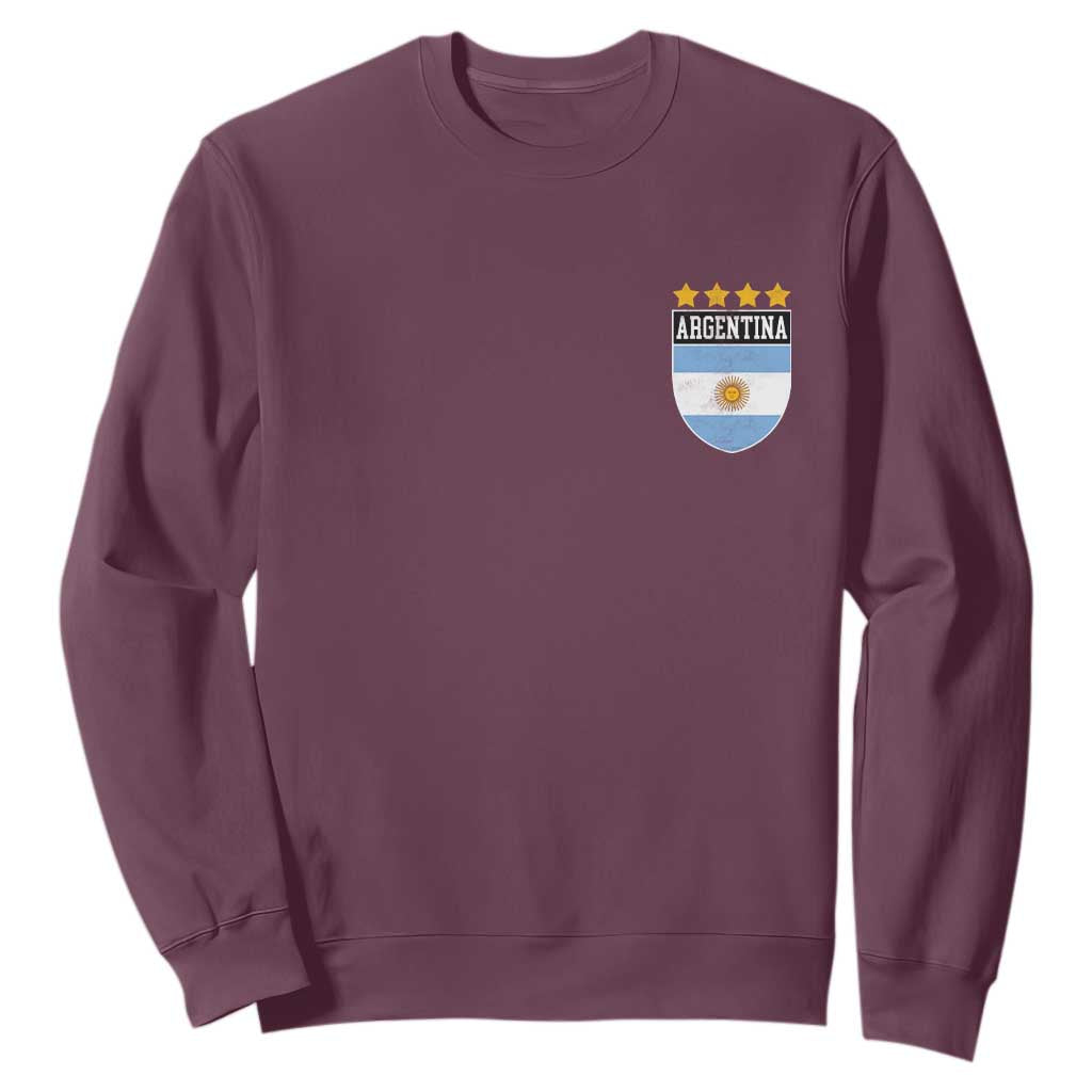 Argentina 4th Star Vintage Argentine Football Crest Sweatshirt TS11 Maroon Print Your Wear