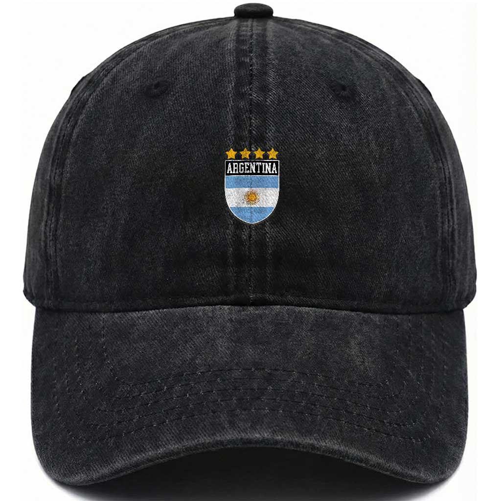 Argentina 4th Star Vintage Argentine Football Crest Washed Cotton Baseball Cap TS11 Print Your Wear