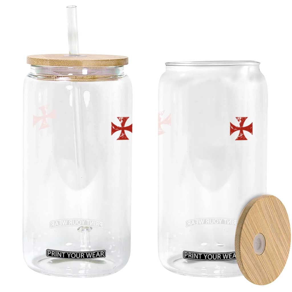 Vintage Catholic Knight Templar Crusader Cross Glass Can TS11 Print Your Wear
