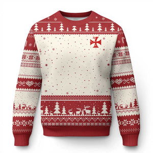 Vintage Catholic Knight Templar Crusader Cross Ugly Christmas Sweater TS11 Beige Red Print Your Wear