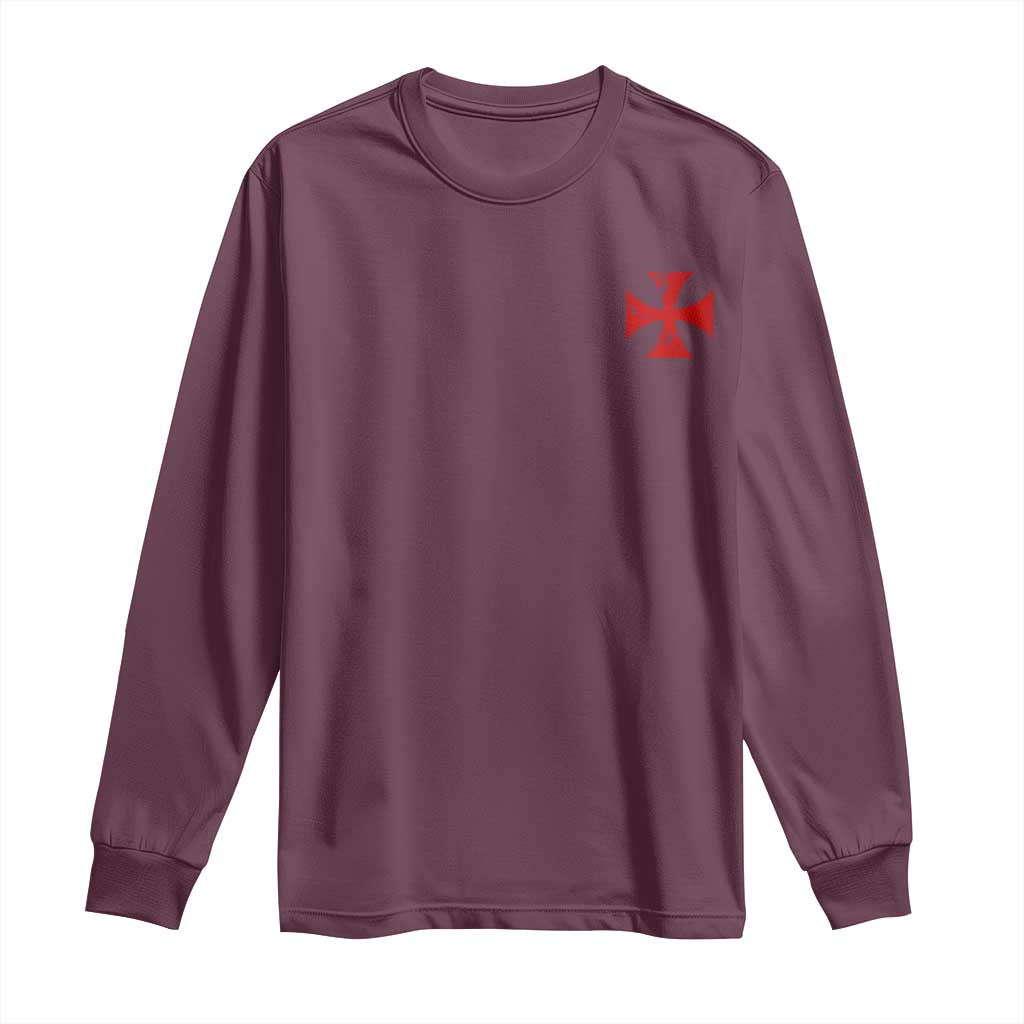 Vintage Catholic Knight Templar Crusader Cross Long Sleeve Shirt TS11 Maroon Print Your Wear
