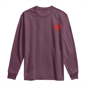 Vintage Catholic Knight Templar Crusader Cross Long Sleeve Shirt TS11 Maroon Print Your Wear
