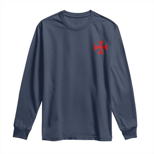 Vintage Catholic Knight Templar Crusader Cross Long Sleeve Shirt TS11 Navy Print Your Wear