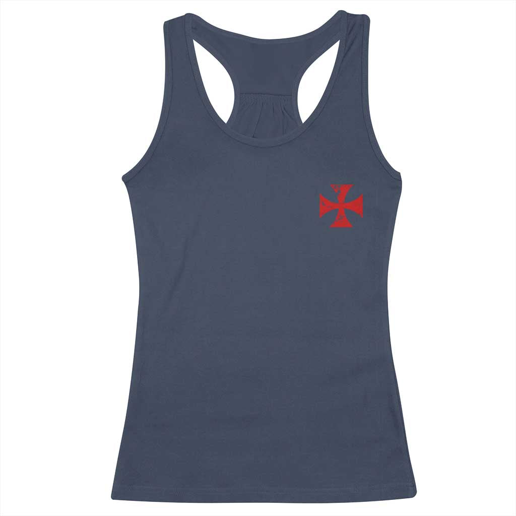 Vintage Catholic Knight Templar Crusader Cross Racerback Tank Top TS11 Navy Print Your Wear