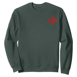 Vintage Catholic Knight Templar Crusader Cross Sweatshirt TS11 Dark Forest Green Print Your Wear