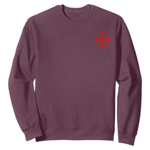 Vintage Catholic Knight Templar Crusader Cross Sweatshirt TS11 Maroon Print Your Wear