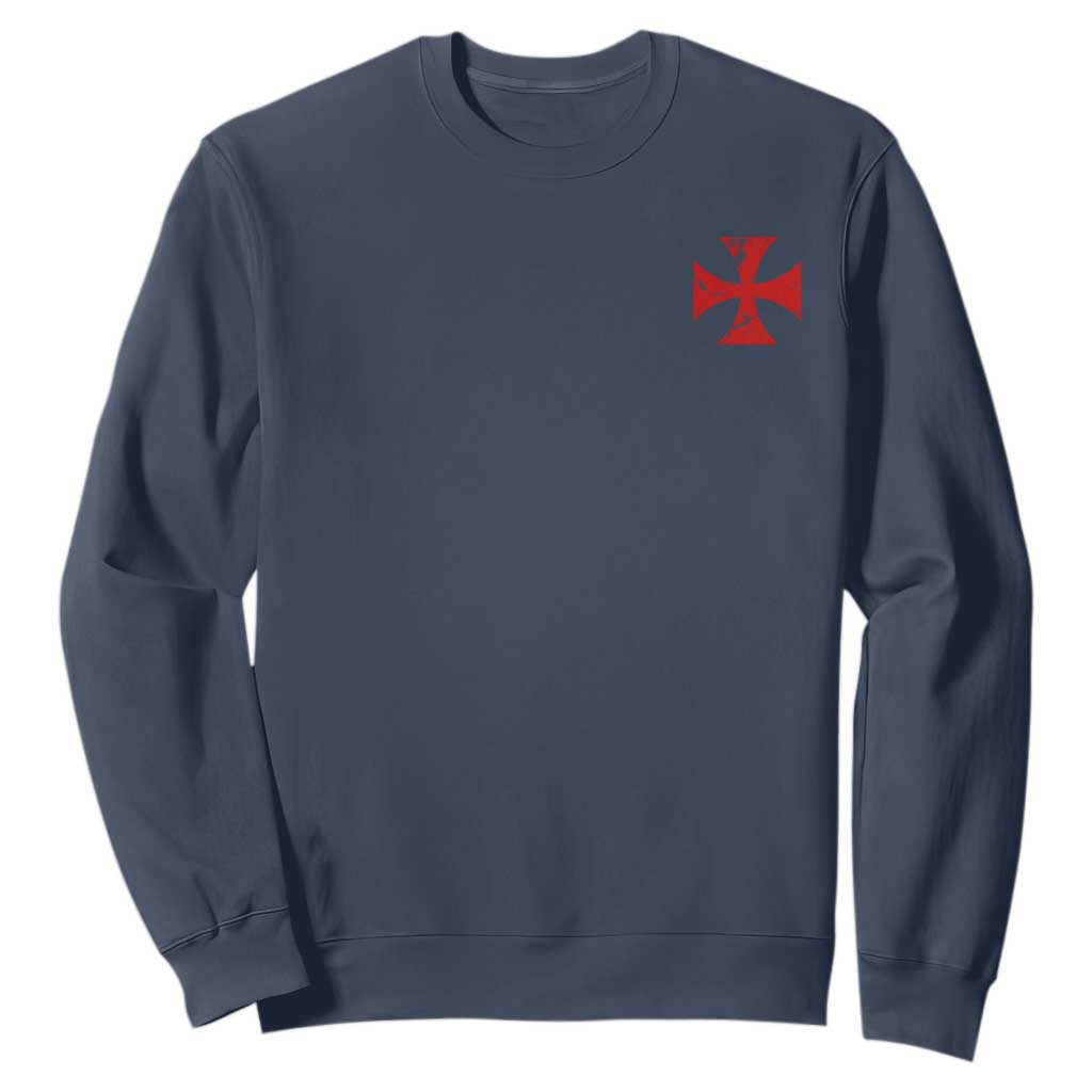 Vintage Catholic Knight Templar Crusader Cross Sweatshirt TS11 Navy Print Your Wear
