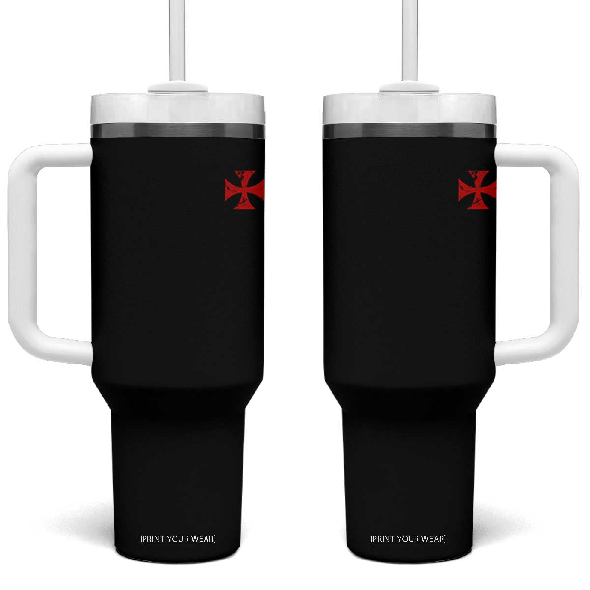 Vintage Catholic Knight Templar Crusader Cross Tumbler With Handle TS11 One Size: 40 oz Black Print Your Wear