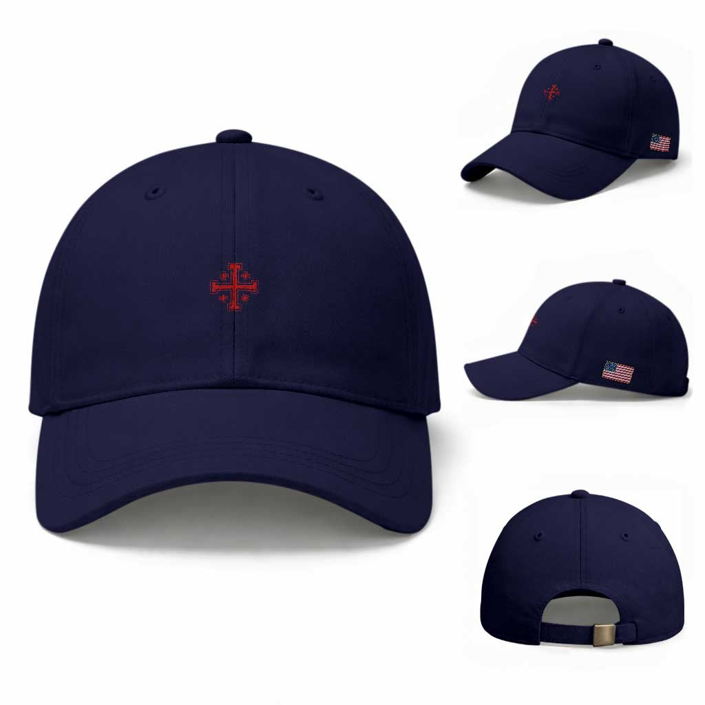 Vintage Catholic Knight Templar Jerusalem Cross Baseball Cap TS11 Baseball Cap Universal Fit Dark Blue Print Your Wear