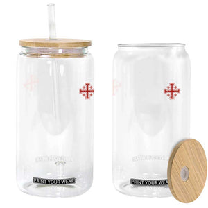 Vintage Catholic Knight Templar Jerusalem Cross Glass Can TS11 Print Your Wear