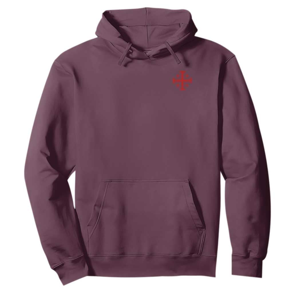 Vintage Catholic Knight Templar Jerusalem Cross Hoodie TS11 Maroon Print Your Wear