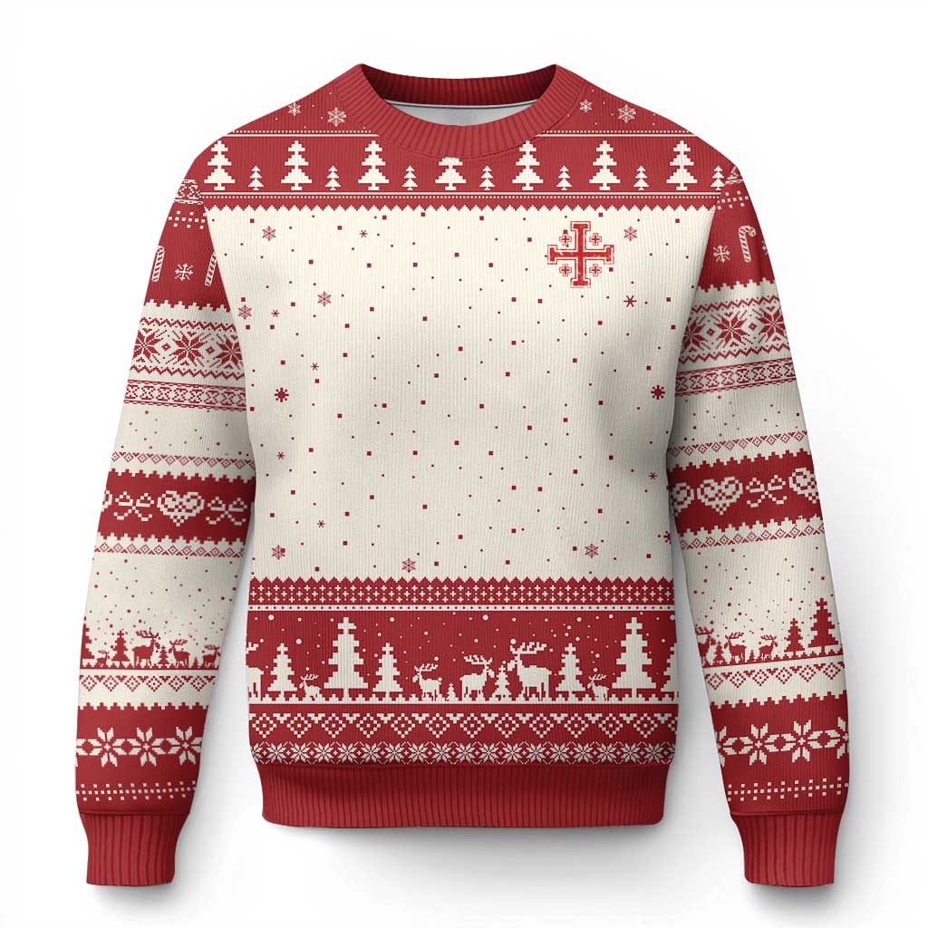 Vintage Catholic Knight Templar Jerusalem Cross Ugly Christmas Sweater TS11 Beige Red Print Your Wear
