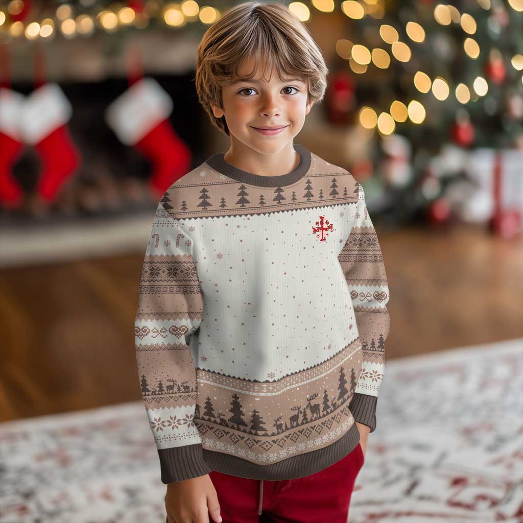 Vintage Catholic Knight Templar Jerusalem Cross Ugly Christmas Sweater TS11 Mocha Mousse Print Your Wear