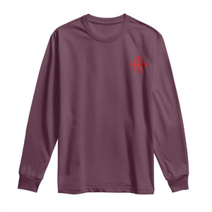 Vintage Catholic Knight Templar Jerusalem Cross Long Sleeve Shirt TS11 Maroon Print Your Wear