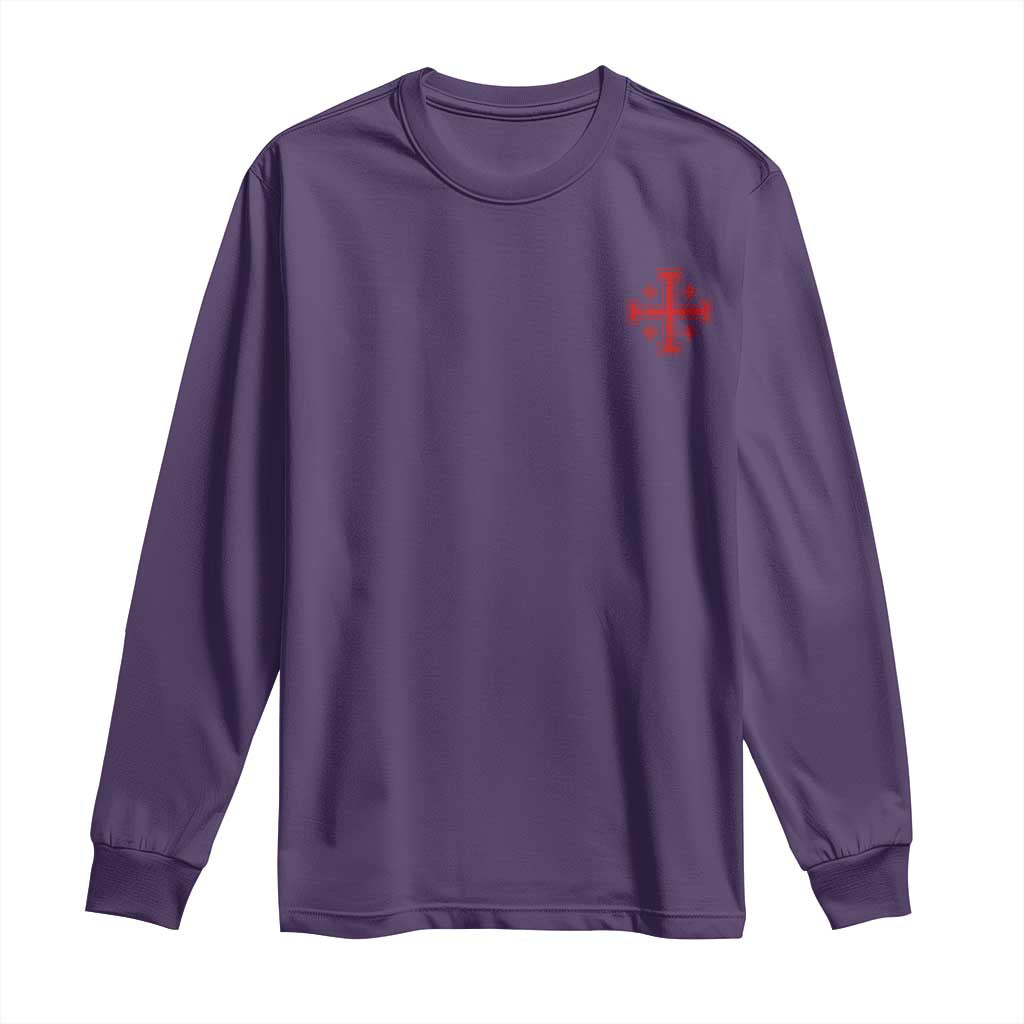 Vintage Catholic Knight Templar Jerusalem Cross Long Sleeve Shirt TS11 Purple Print Your Wear