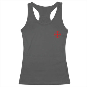 Vintage Catholic Knight Templar Jerusalem Cross Racerback Tank Top TS11 Dark Heather Print Your Wear
