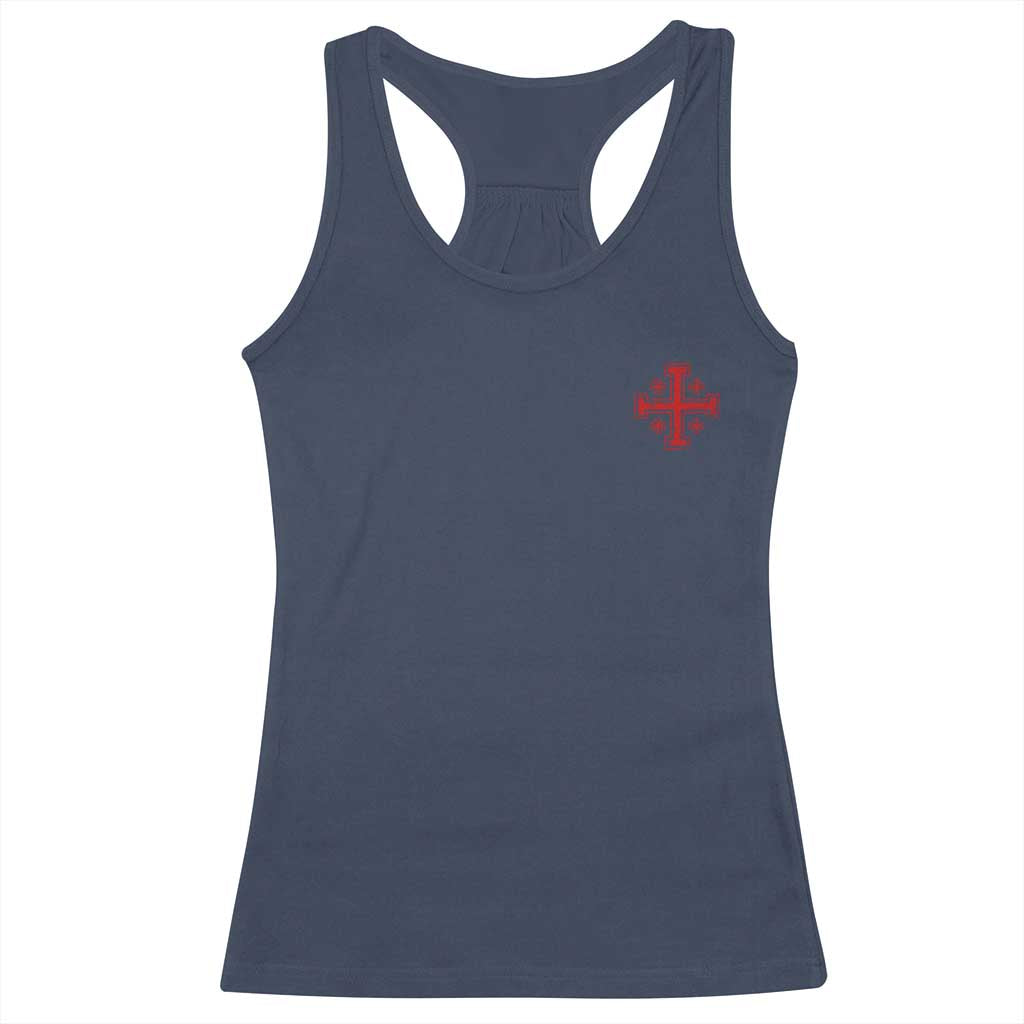 Vintage Catholic Knight Templar Jerusalem Cross Racerback Tank Top TS11 Navy Print Your Wear