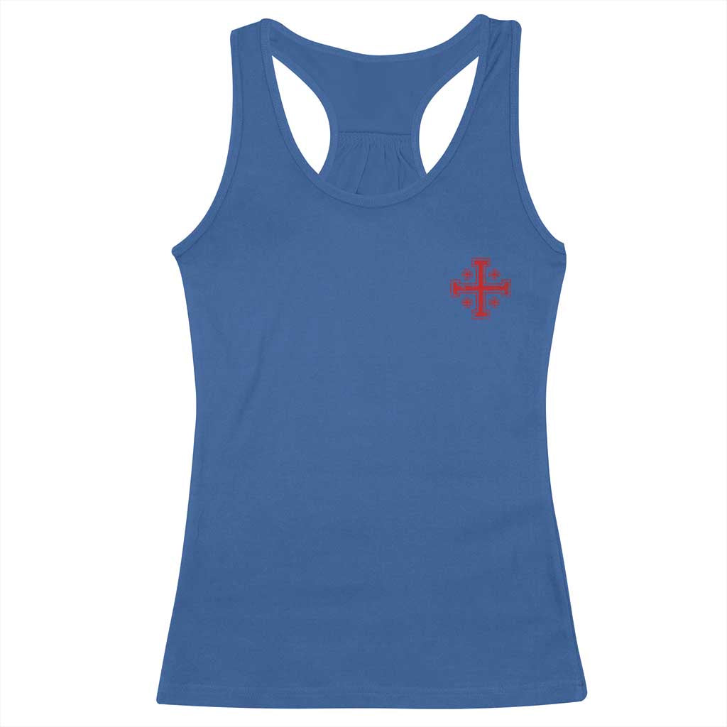 Vintage Catholic Knight Templar Jerusalem Cross Racerback Tank Top TS11 Royal Blue Print Your Wear
