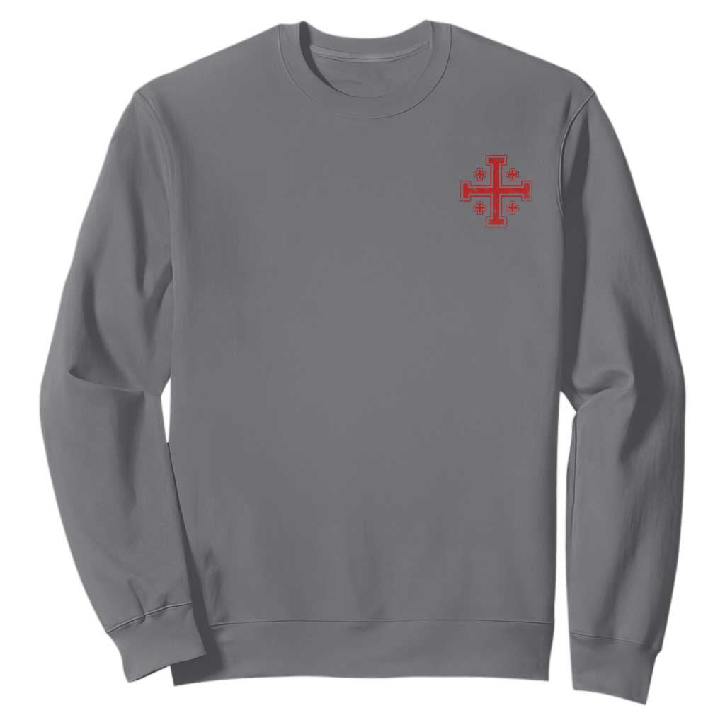 Vintage Catholic Knight Templar Jerusalem Cross Sweatshirt TS11 Charcoal Print Your Wear