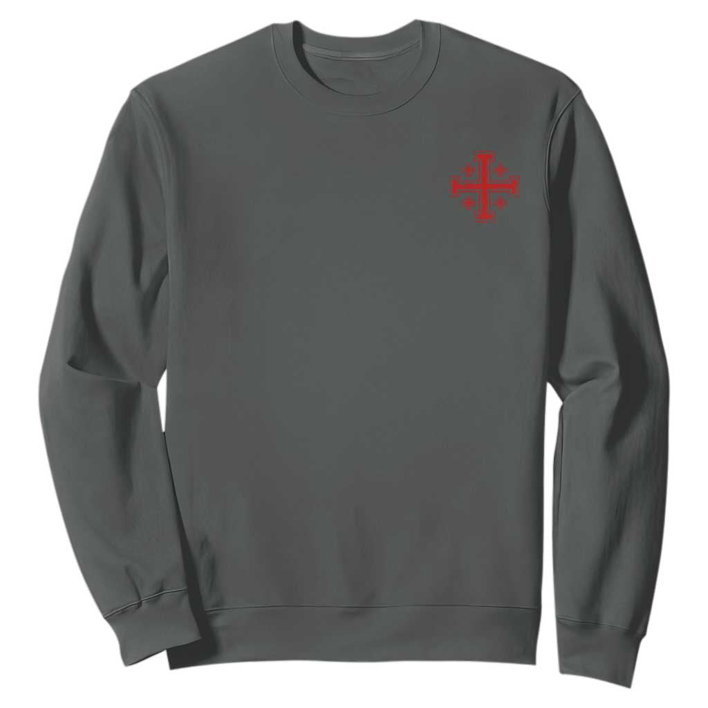 Vintage Catholic Knight Templar Jerusalem Cross Sweatshirt TS11 Dark Heather Print Your Wear