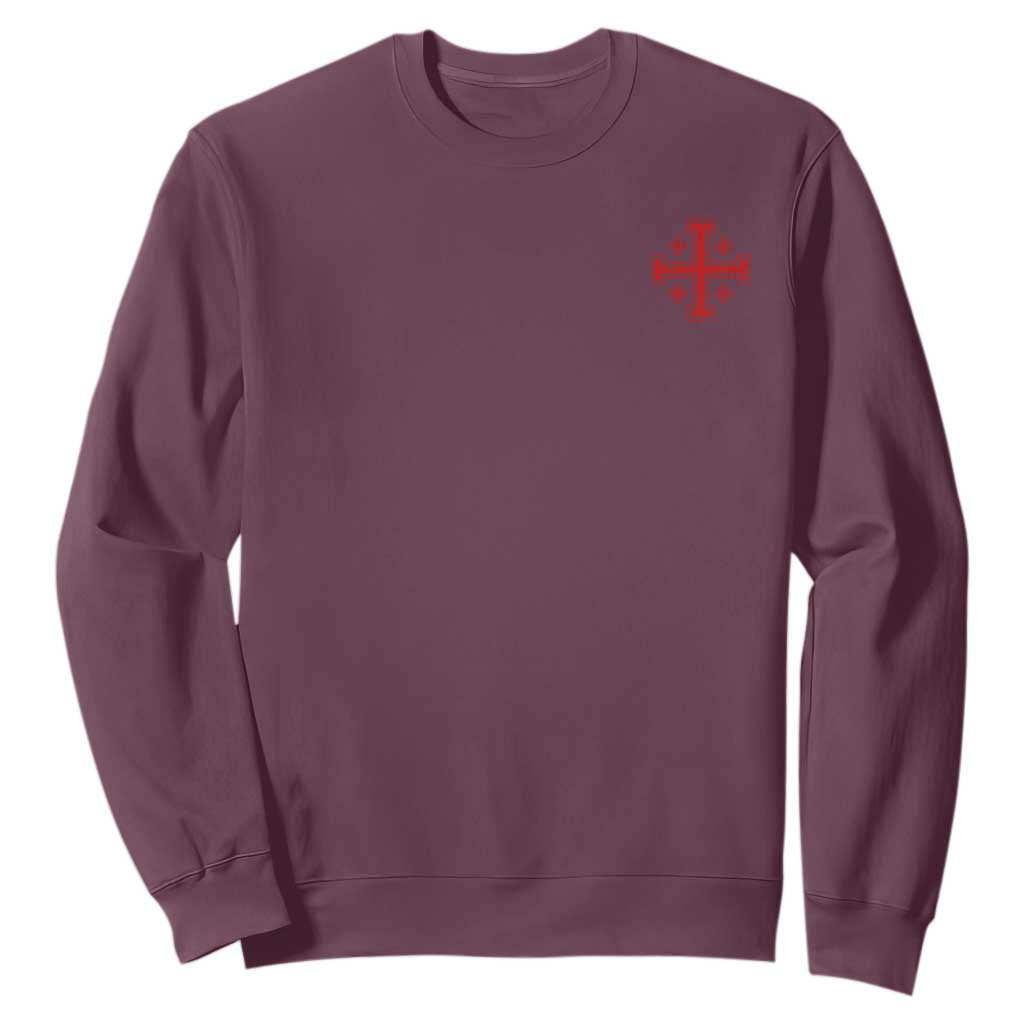 Vintage Catholic Knight Templar Jerusalem Cross Sweatshirt TS11 Maroon Print Your Wear