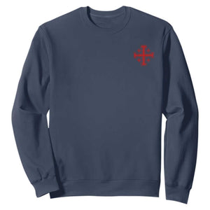 Vintage Catholic Knight Templar Jerusalem Cross Sweatshirt TS11 Navy Print Your Wear