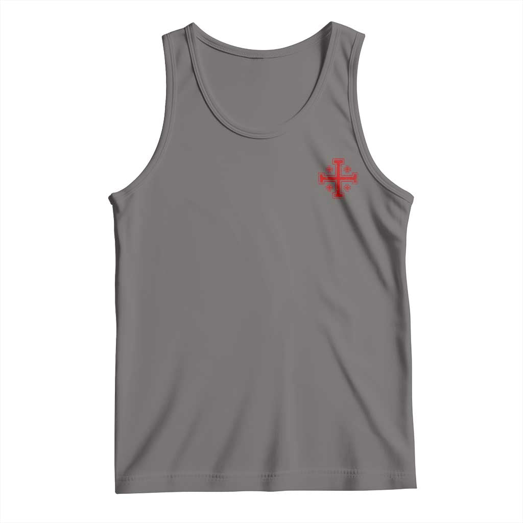 Vintage Catholic Knight Templar Jerusalem Cross Tank Top TS11 Deep Heather Print Your Wear