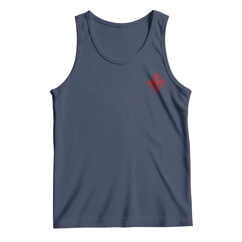 Vintage Catholic Knight Templar Jerusalem Cross Tank Top TS11 Navy Print Your Wear