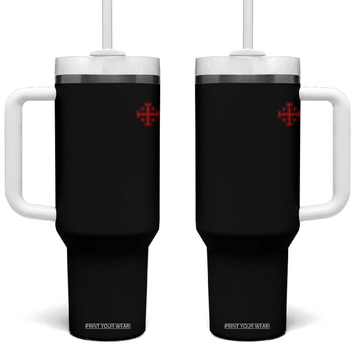 Vintage Catholic Knight Templar Jerusalem Cross Tumbler With Handle TS11 One Size: 40 oz Black Print Your Wear