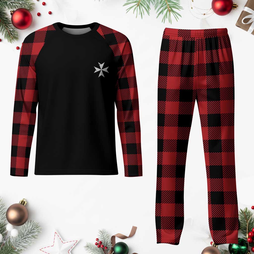 Knights Hospitaller Vintage Maltese Cross Catholic Christian Plaid Pajama Set TS11 Buffalo Plaid Print Your Wear
