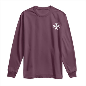 Knights Hospitaller Vintage Maltese Cross Catholic Christian Long Sleeve Shirt TS11 Maroon Print Your Wear