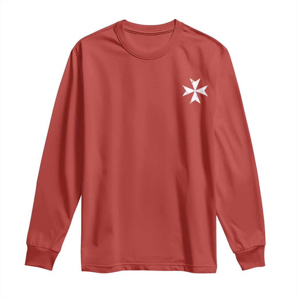 Knights Hospitaller Vintage Maltese Cross Catholic Christian Long Sleeve Shirt TS11 Red Print Your Wear