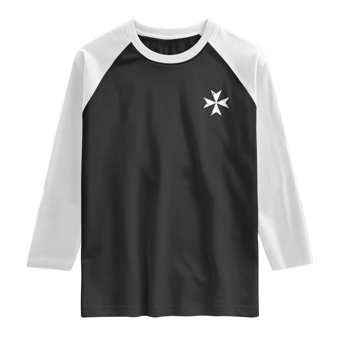 Knights Hospitaller Vintage Maltese Cross Catholic Christian Raglan Shirt TS11 Black White Print Your Wear