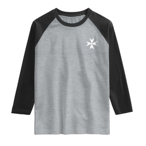 Knights Hospitaller Vintage Maltese Cross Catholic Christian Raglan Shirt TS11 Heather Gray Black Print Your Wear