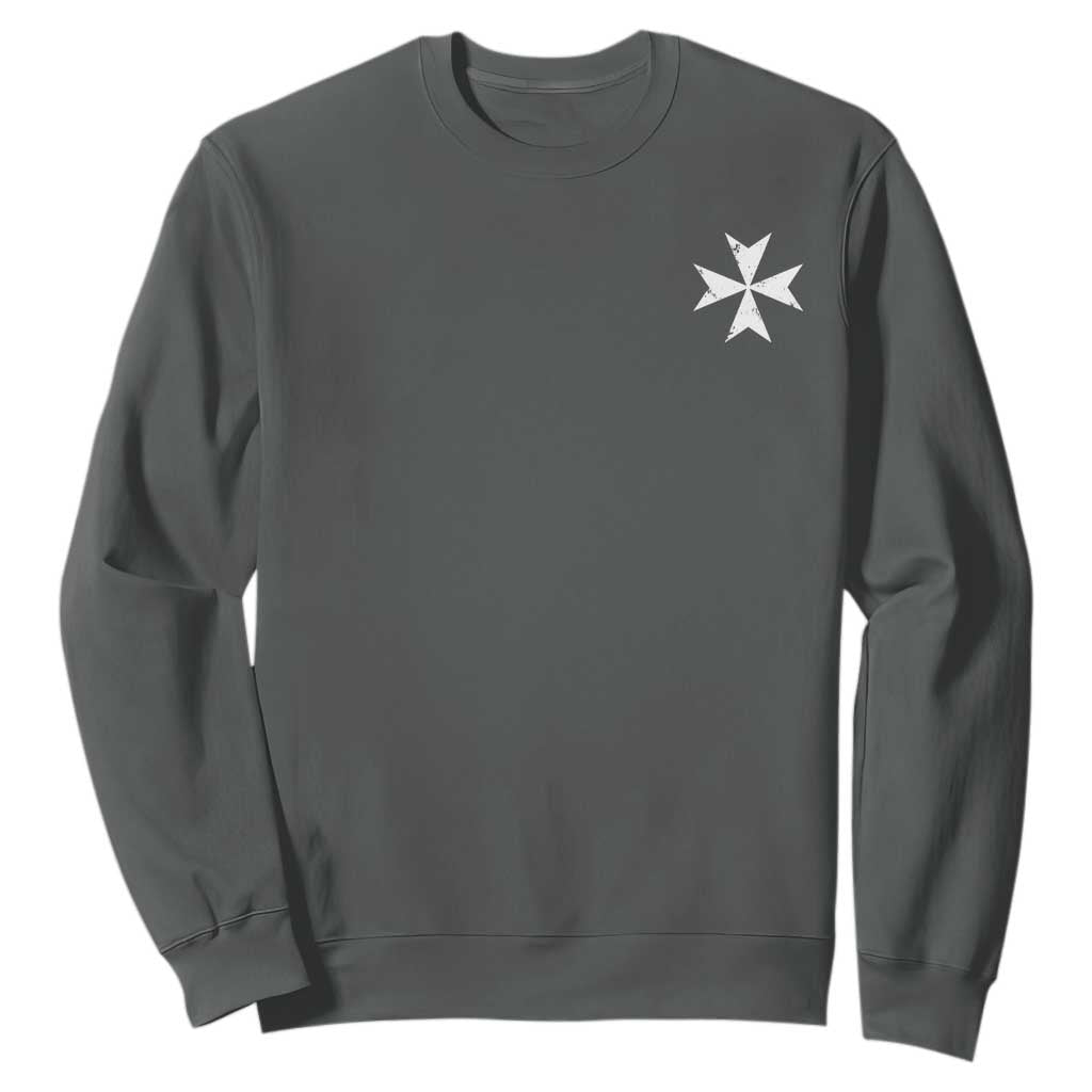 Knights Hospitaller Vintage Maltese Cross Catholic Christian Sweatshirt TS11 Dark Heather Print Your Wear