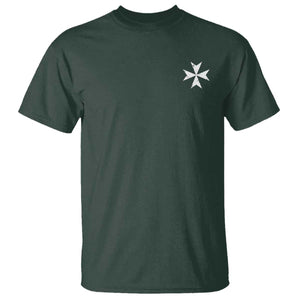 Knights Hospitaller Vintage Maltese Cross Catholic Christian T Shirt TS11 Dark Forest Green Print Your Wear