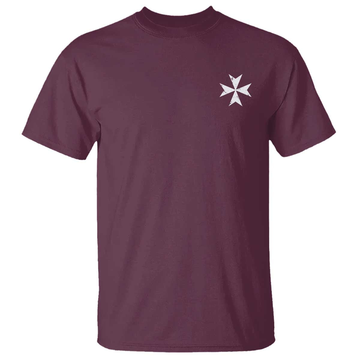 Knights Hospitaller Vintage Maltese Cross Catholic Christian T Shirt TS11 Maroon Print Your Wear