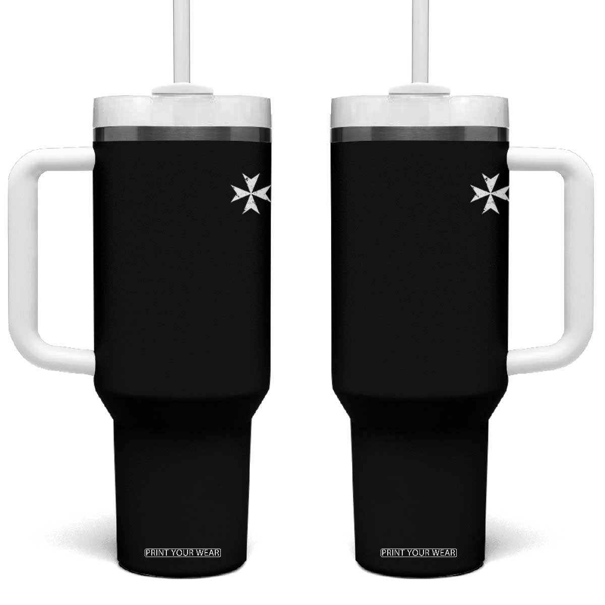 Knights Hospitaller Vintage Maltese Cross Catholic Christian Tumbler With Handle TS11 One Size: 40 oz Black Print Your Wear