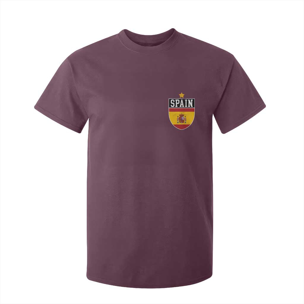 Spain 1st Star Espana Football Crest T Shirt For Kid TS11 Maroon Print Your Wear
