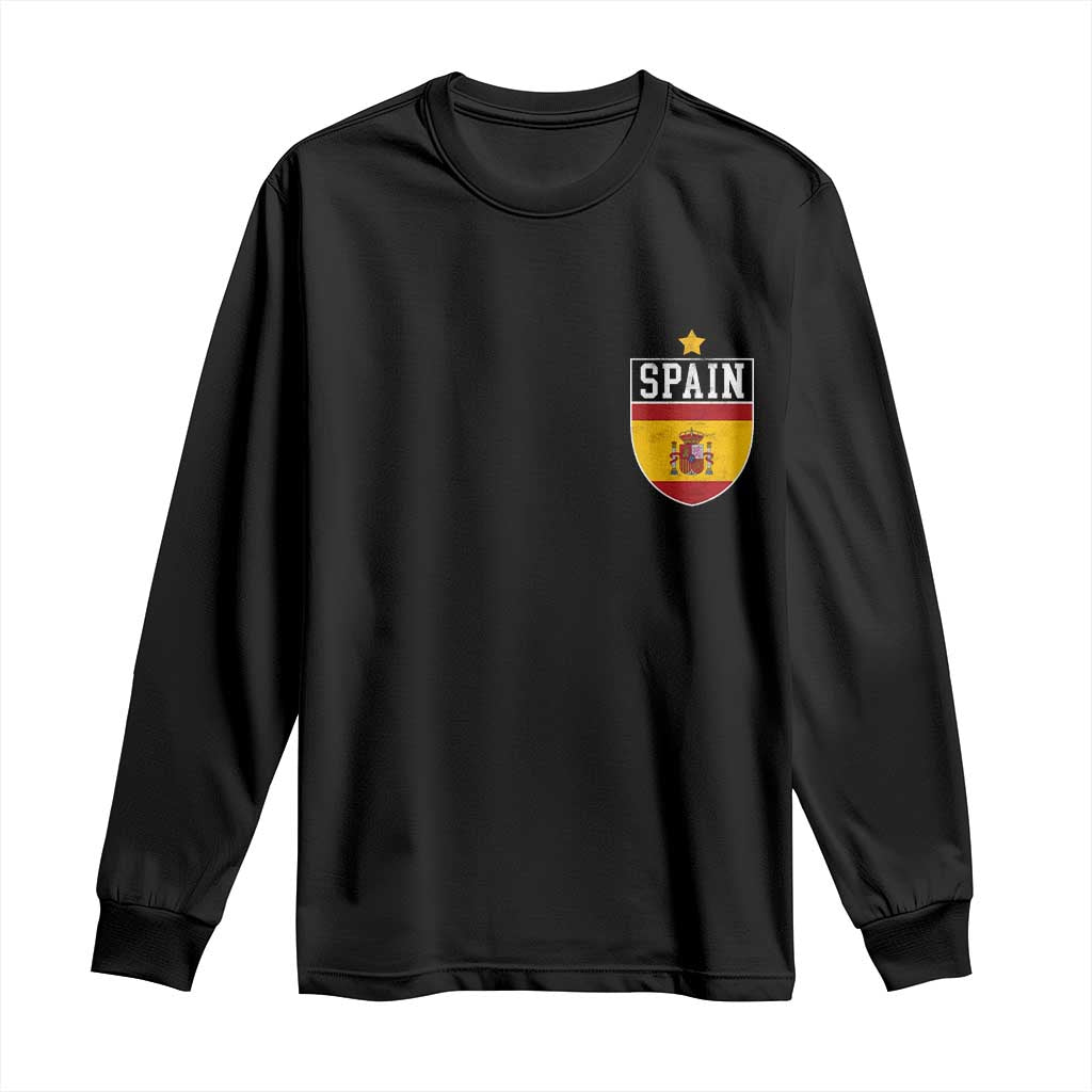Spain 1st Star Espana Football Crest Long Sleeve Shirt TS11 Black Print Your Wear